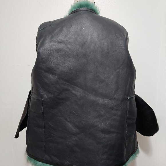 NewReal Toscana Sheepskin Lamb Fur Coat Jacket Blueish Green Emerald Moss Teddy - Picture 5 of 5